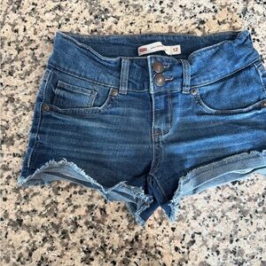 Levi's Blue Jean Shorts with Distressed Hem